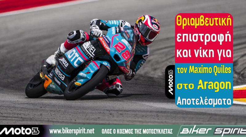 Maximo Quiles νικητής στον αγώνα Moto3 του GP Αραγονίας 2026 στο MotorLand Aragón